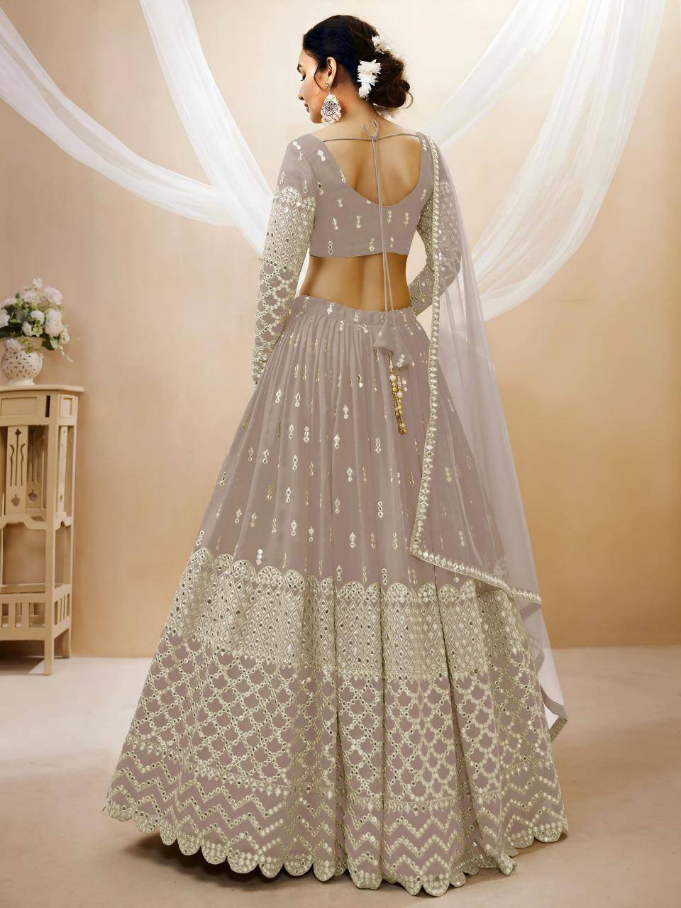 Expression vol 1 Georgette Gray Designer lehenga choli for reselling